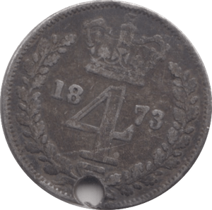 1873 MAUNDY FOURPENCE ( FINE ) 24 HOLED - Maundy Coins - Cambridgeshire Coins