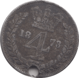 1873 MAUNDY FOURPENCE ( FINE ) 24 HOLED - Maundy Coins - Cambridgeshire Coins