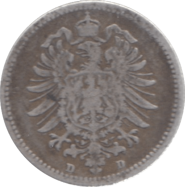 1873 SILVER 20 PFENNIG GERMANY - SILVER WORLD COINS - Cambridgeshire Coins