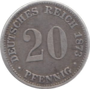 1873 SILVER 20 PFENNIG GERMANY - SILVER WORLD COINS - Cambridgeshire Coins