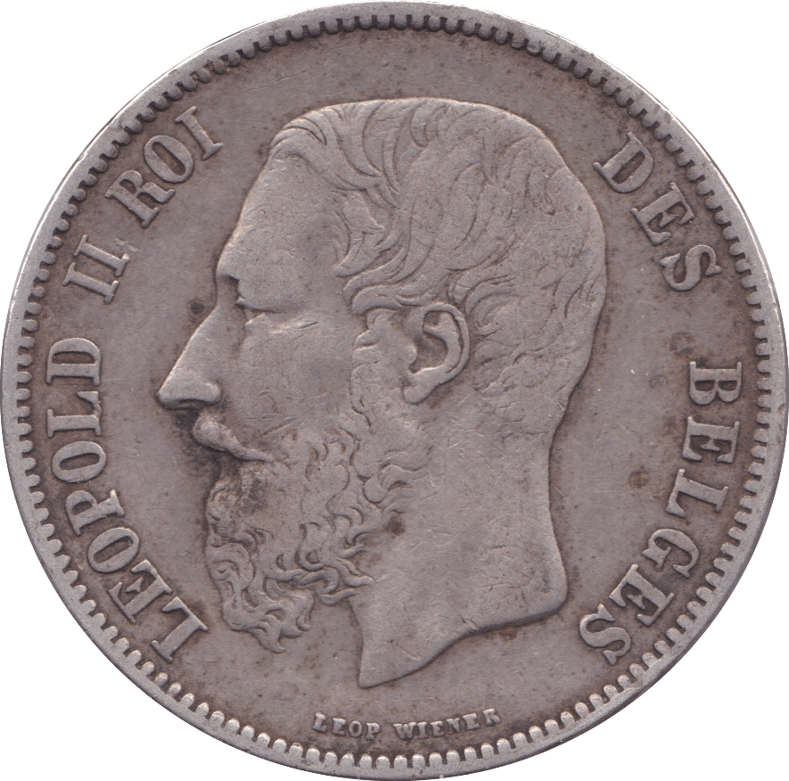 1873 SILVER 5 FRANC BELGIUM - SILVER WORLD COINS - Cambridgeshire Coins
