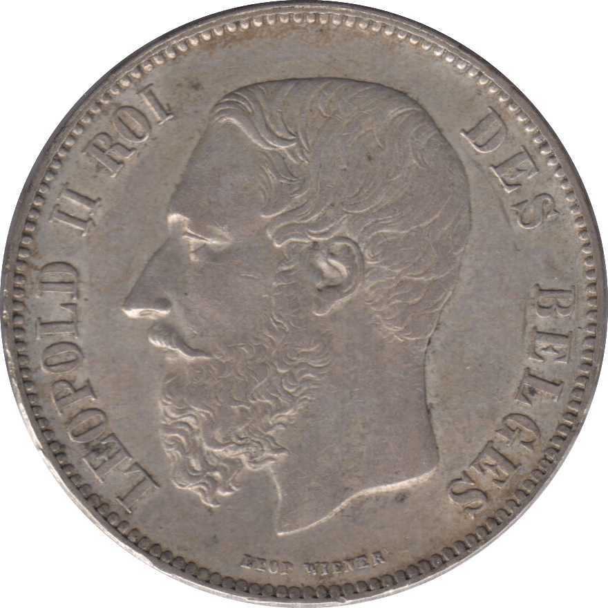 1873 SILVER 5 FRANC BELGIUM - SILVER WORLD COINS - Cambridgeshire Coins