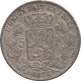 1873 SILVER 5 FRANC BELGIUM - SILVER WORLD COINS - Cambridgeshire Coins