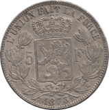 1873 SILVER 5 FRANC BELGIUM - SILVER WORLD COINS - Cambridgeshire Coins
