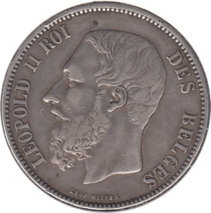 1873 SILVER 5 FRANCS BELGIUM - WORLD COINS - Cambridgeshire Coins