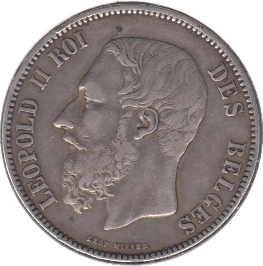 1873 SILVER 5 FRANCS BELGIUM - WORLD COINS - Cambridgeshire Coins