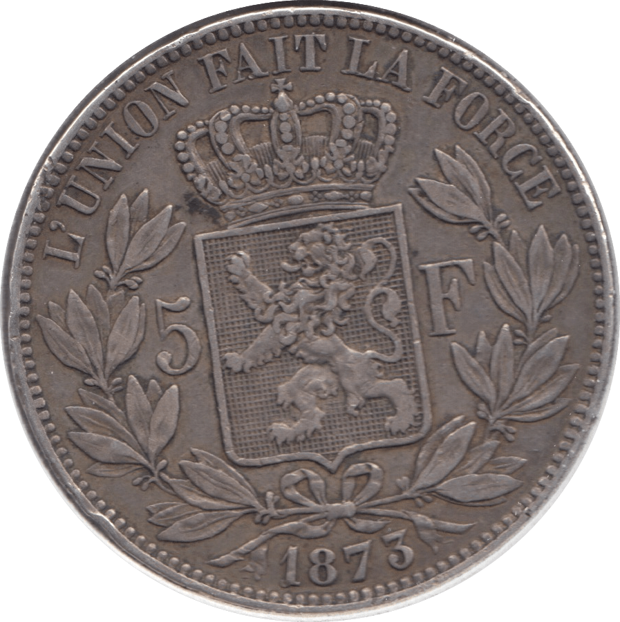 1873 SILVER 5 FRANCS BELGIUM - WORLD COINS - Cambridgeshire Coins