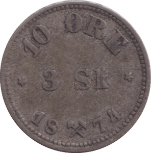 1874 10 ORE NORWAY - WORLD COINS - Cambridgeshire Coins