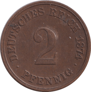 1874 2 PFENNIG GERMANY - WORLD COINS - Cambridgeshire Coins