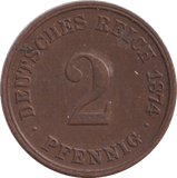 1874 2 PFENNIG GERMANY - WORLD COINS - Cambridgeshire Coins