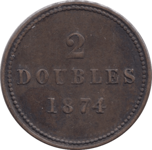 1874 GUERNSEY TWO DOUBLE - WORLD COINS - Cambridgeshire Coins