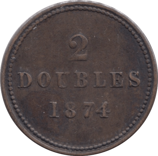 1874 GUERNSEY TWO DOUBLE - WORLD COINS - Cambridgeshire Coins