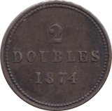 1874 GUERNSEY TWO DOUBLE - WORLD COINS - Cambridgeshire Coins