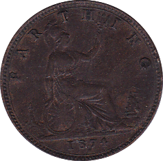 1874 H FARTHING ( AUNC ) - Farthing - Cambridgeshire Coins