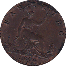 1874 H FARTHING ( UNC ) - Farthing - Cambridgeshire Coins