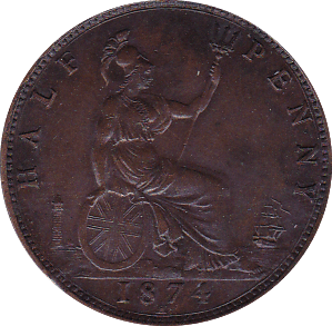 1874 HALFPENNY ( AUNC ) H - Halfpenny - Cambridgeshire Coins