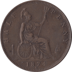 1874 HALFPENNY ( GVF ) H - Halfpenny - Cambridgeshire Coins