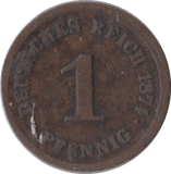 1874 ONE PFENNIG GERMANY - WORLD COINS - Cambridgeshire Coins