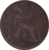 1874 PENNY ( FINE ) - PENNY - Cambridgeshire Coins