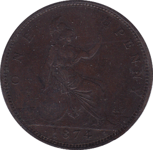 1874 PENNY H ( VF ) B - Penny - Cambridgeshire Coins