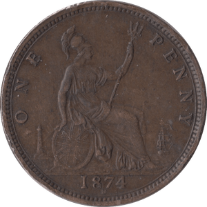 1874 PENNY ( VF ) H - Penny - Cambridgeshire Coins