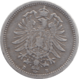 1874 SILVER 20 PFENNIG GERMANY - SILVER WORLD COINS - Cambridgeshire Coins