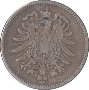 1874 SILVER ONE MARK GERMANY - SILVER WORLD COINS - Cambridgeshire Coins