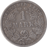1874 SILVER ONE MARK GERMANY - SILVER WORLD COINS - Cambridgeshire Coins