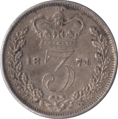 1874 SILVER THREEPENCE ( GVF ) - Threepence - Cambridgeshire Coins