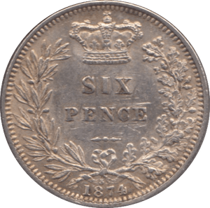 1874 SIXPENCE ( AUNC ) DIE 35 - Sixpence - Cambridgeshire Coins