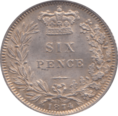 1874 SIXPENCE ( EF ) DIE 18 - Sixpence - Cambridgeshire Coins