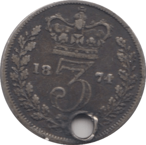 1874 THREEPENCE ( FAIR ) HOLDED - threepence - Cambridgeshire Coins