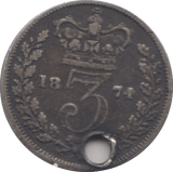 1874 THREEPENCE ( FAIR ) HOLDED - threepence - Cambridgeshire Coins