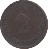 1875 2 PFENNIG MM D DRESDEN GERMANY - WORLD COINS - Cambridgeshire Coins