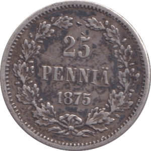 1875 25 PENNIA FINLAND - WORLD COINS - Cambridgeshire Coins