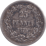1875 25 PENNIA FINLAND - WORLD COINS - Cambridgeshire Coins