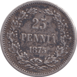 1875 25 PENNIA FINLAND - WORLD COINS - Cambridgeshire Coins