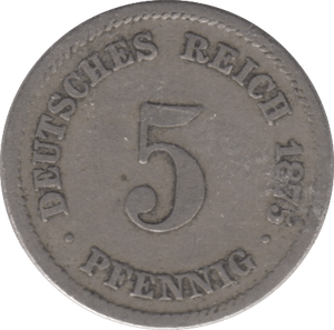 1875 5 PFENNIG GERMANY - SILVER WORLD COINS - Cambridgeshire Coins