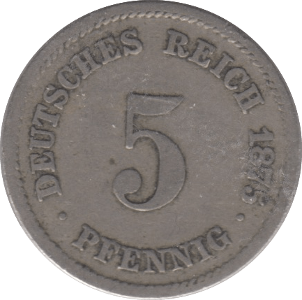 1875 5 PFENNIG GERMANY - SILVER WORLD COINS - Cambridgeshire Coins