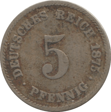 1875 5 PFENNIG GERMANY - WORLD COINS - Cambridgeshire Coins