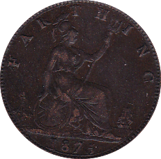 1875 FARTHING ( GVF ) - Farthing - Cambridgeshire Coins