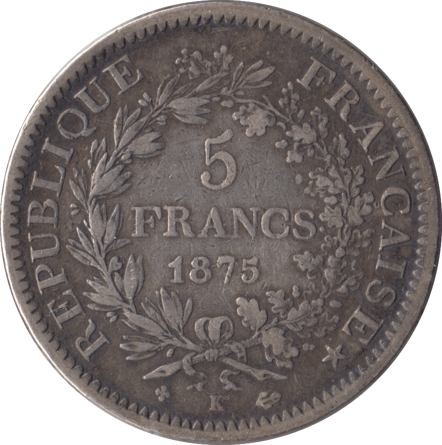 1875 FRANCE 5 FRANCS - SILVER WORLD COINS - Cambridgeshire Coins