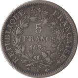 1875 FRANCE 5 FRANCS - SILVER WORLD COINS - Cambridgeshire Coins