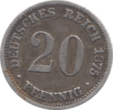 1875 GERMANY SILVER 20 PFENNIG - SILVER WORLD COINS - Cambridgeshire Coins