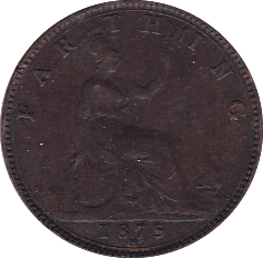 1875 H FARTHING ( GVF ) - Farthing - Cambridgeshire Coins