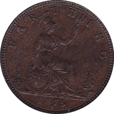 1875 H FARTHING ( UNC ) - Farthing - Cambridgeshire Coins