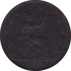 1875 H FARTHING ( UNC ) SMALL SCRATCH - Farthing - Cambridgeshire Coins