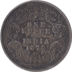 1875 INDIA SILVER ONE RUPEE - SILVER WORLD COINS - Cambridgeshire Coins