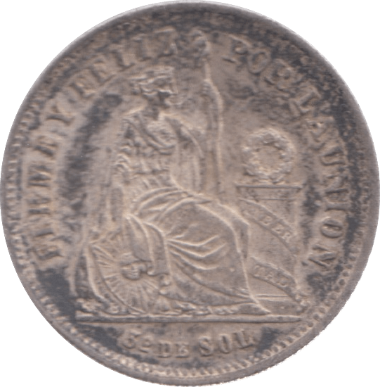 1875 PERU SILVER 1/5 SOL - SILVER WORLD COINS - Cambridgeshire Coins