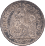 1875 PERU SILVER 1/5 SOL - SILVER WORLD COINS - Cambridgeshire Coins